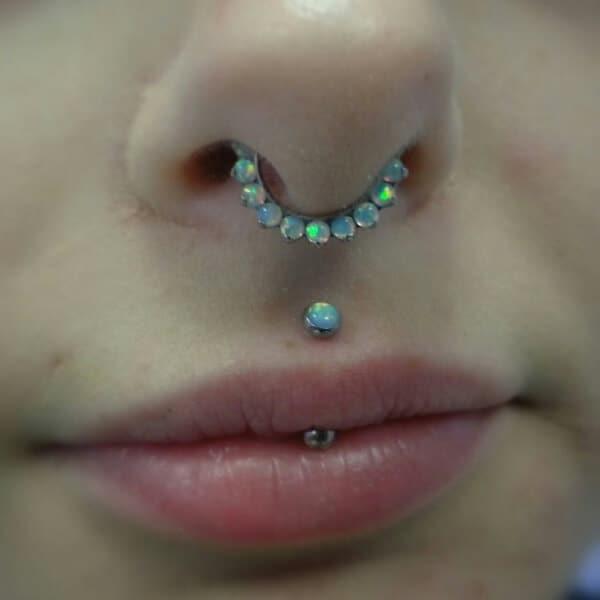 Philtrum Piercing with makeup