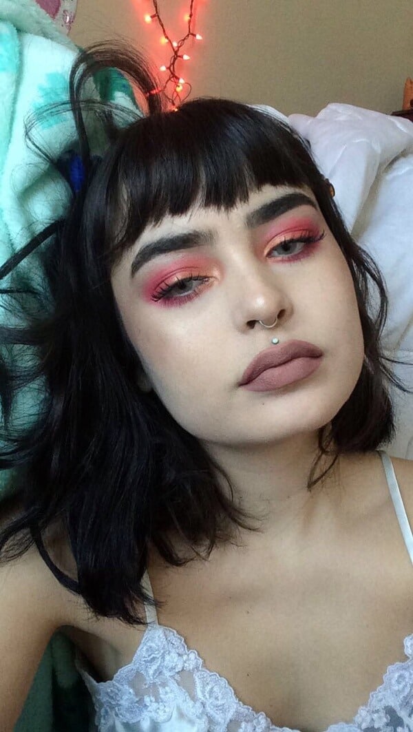 Philtrum Piercing with lip color