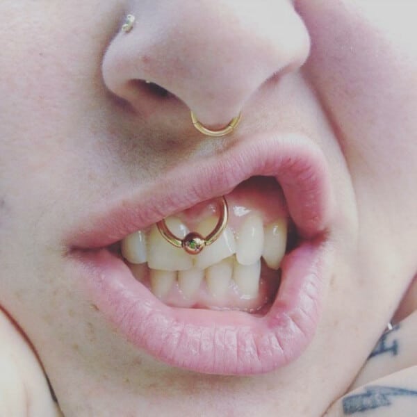 Lip piercing