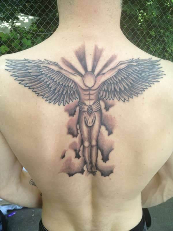 Discover 94+ about guardian angel back tattoo unmissable -  .vn