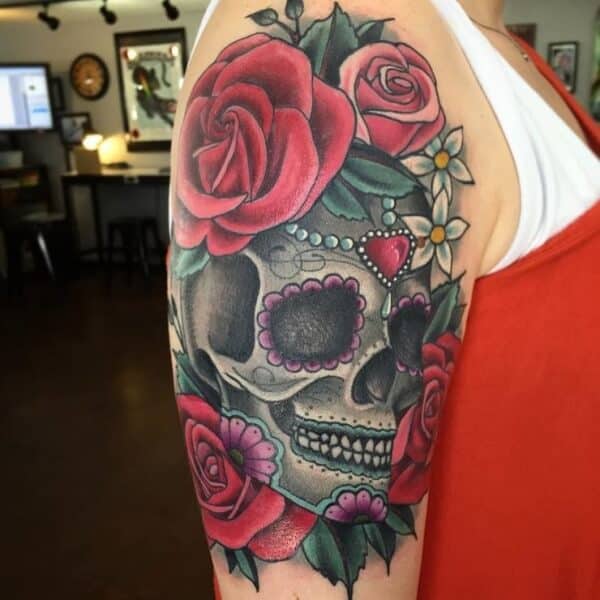 Stylish Sugar Skull Tattoo Designs With Meaning