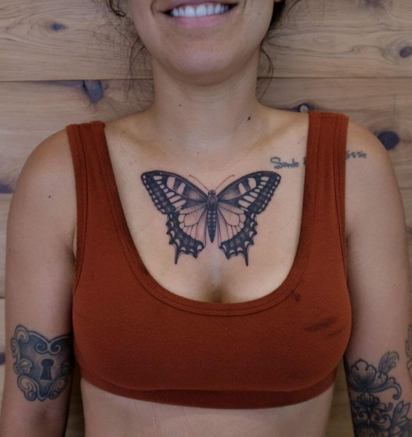 Butterfly Tattoo On Chest