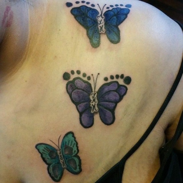 Baby Footprint Butterfly Tattoo