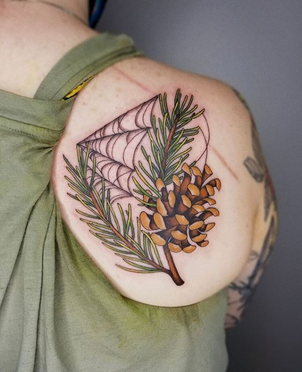 Pine Cone Tattoo On Back