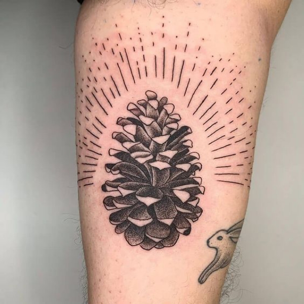 Geometric Pine Cone Tattoo