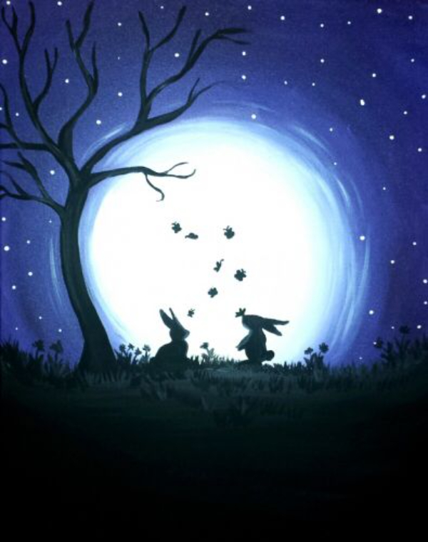 Bunny Silhouette Painting Ideas
