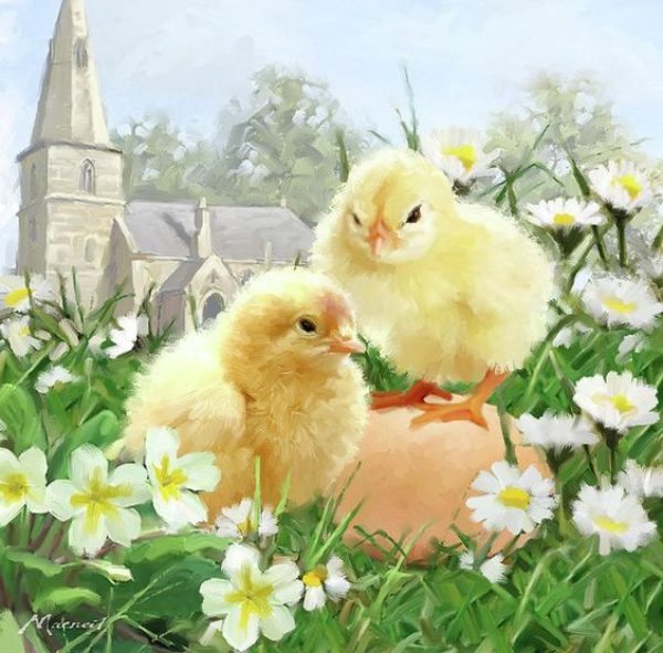 Easter Chicks In A Meadow