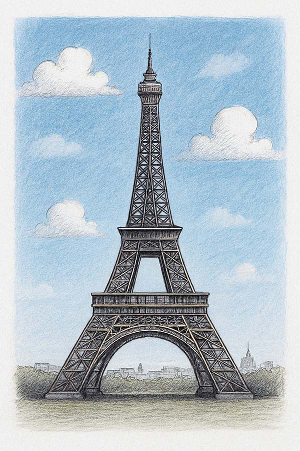 Easy Eiffel Tower Drawing 11