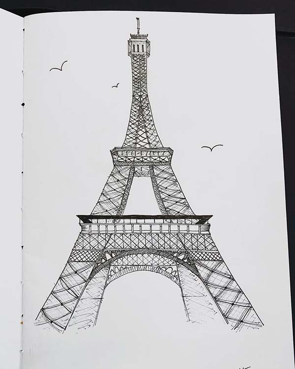 Easy Eiffel Tower Drawing 19