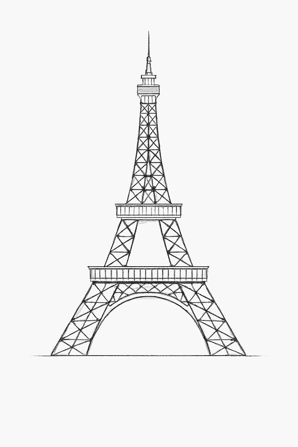 Easy Eiffel Tower Drawing 9