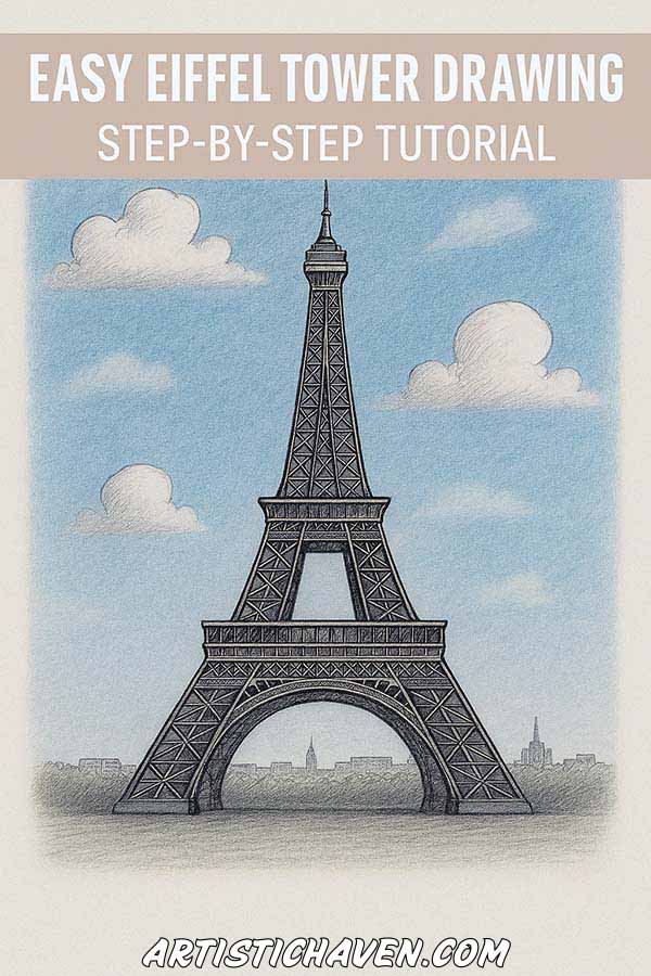 Easy Eiffel Tower Drawing Pinterest Image
