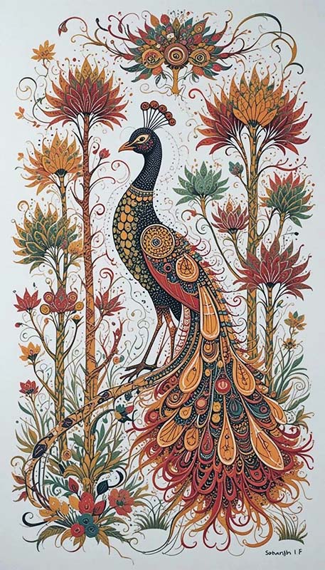 Easy Gond Painting Ideas for Beginners 50