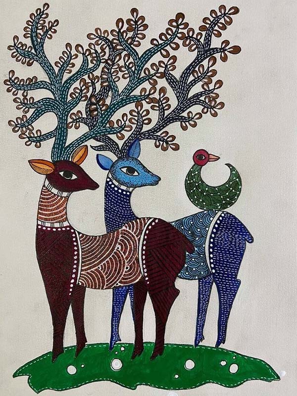 Easy Gond Painting Ideas for Beginners 56