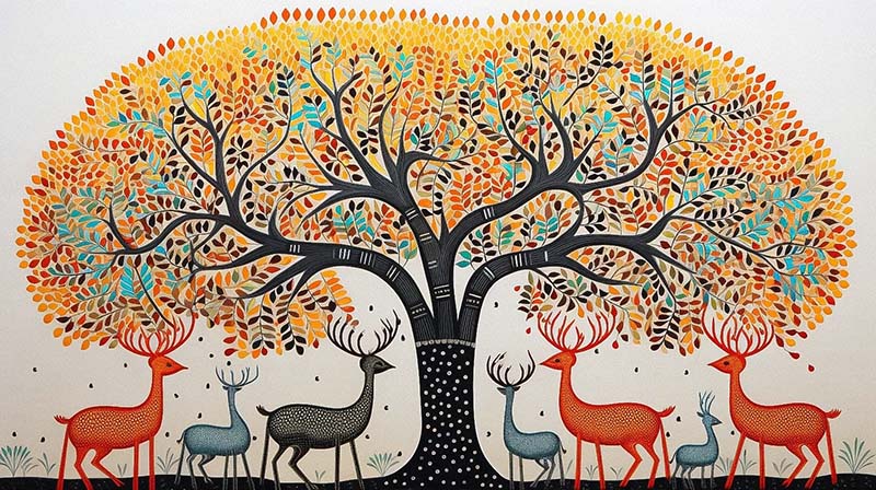 Easy Gond Painting Ideas for Beginners 58