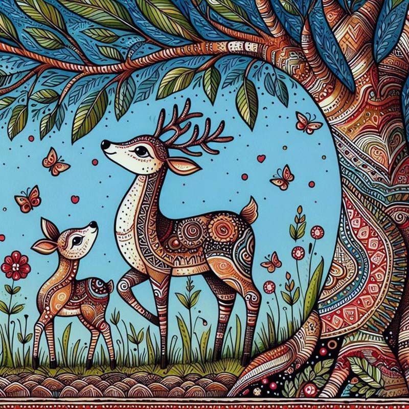 Easy Gond Painting Ideas for Beginners 59