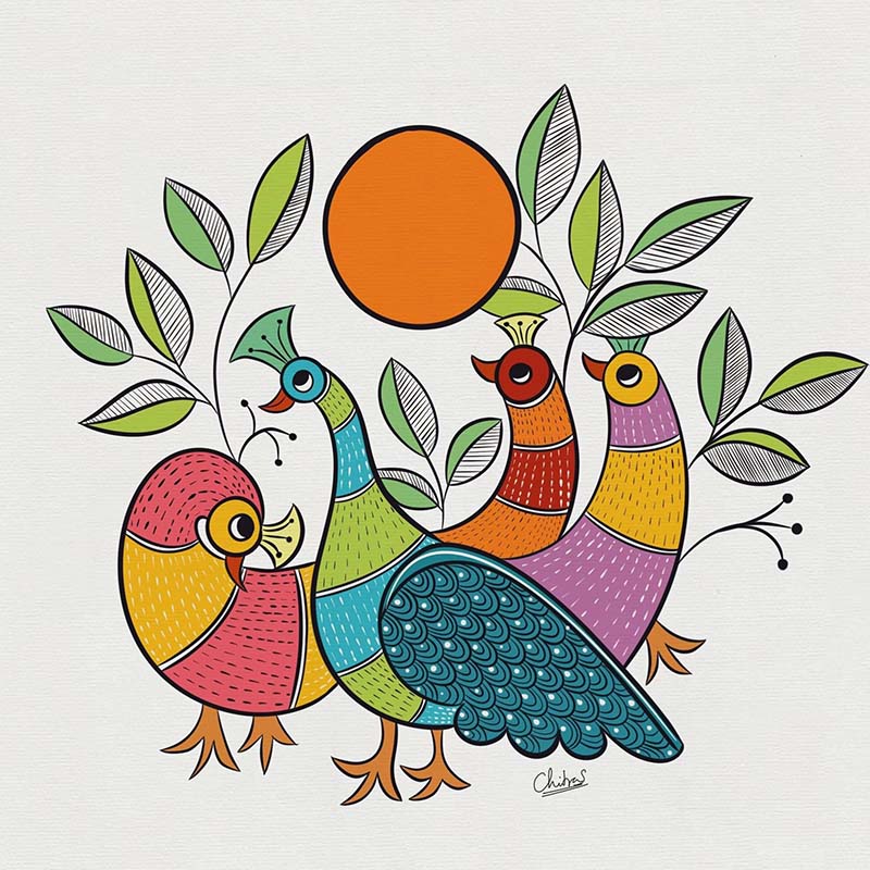 Easy Gond Painting Ideas for Beginners 64