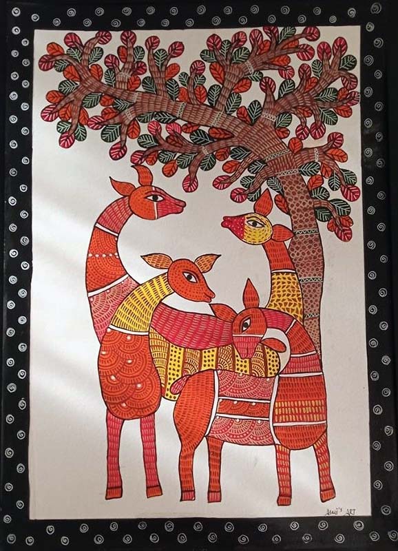 Easy Gond Painting Ideas for Beginners 70