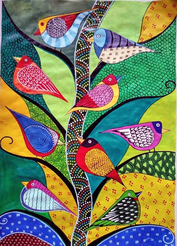 Easy Gond Painting Ideas for Beginners 9