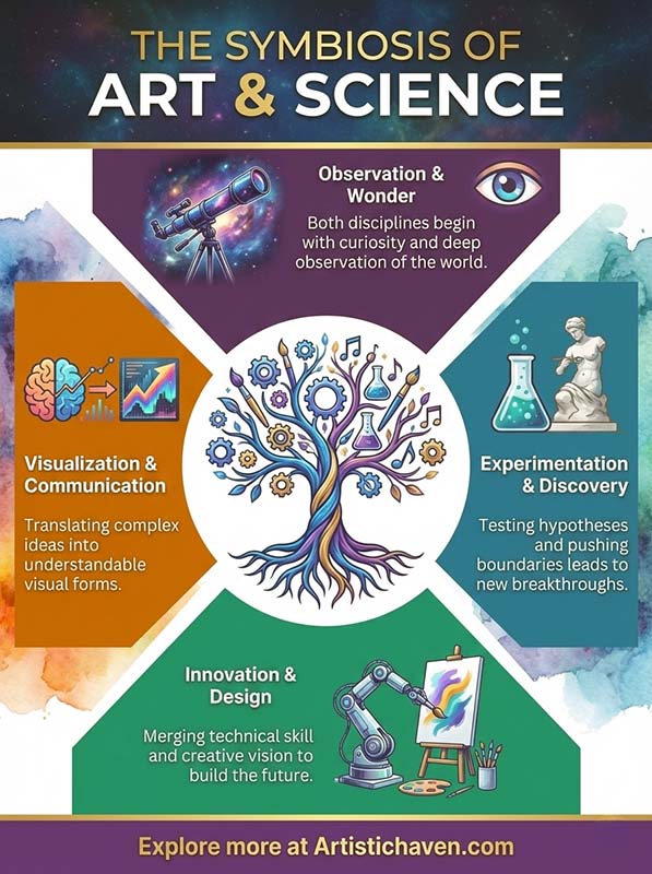 Relationship Between Art and Science Infographic