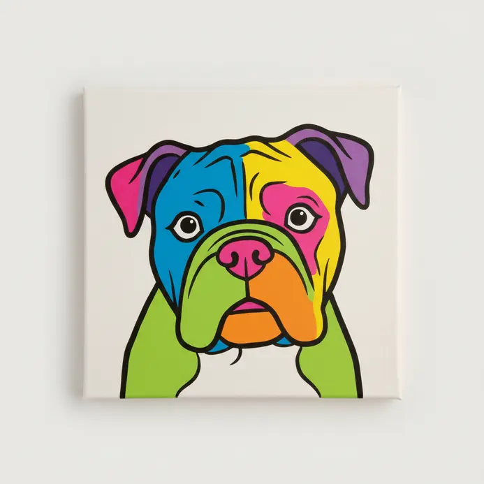 A simplified colorful animal painting with strong outlines and flat colors