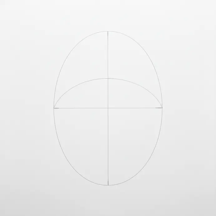 Illustration demonstrating the use of a vertical centerline to maintain symmetry when drawing facial features.