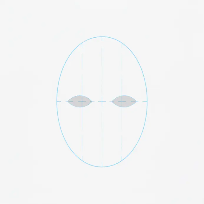 Visual representation of the five-eyes width rule across a human face.