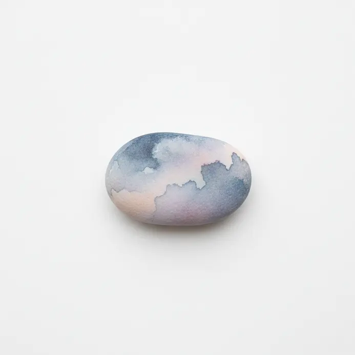 Soft watercolor effect painted on a rock with blue and lavender gradient tones