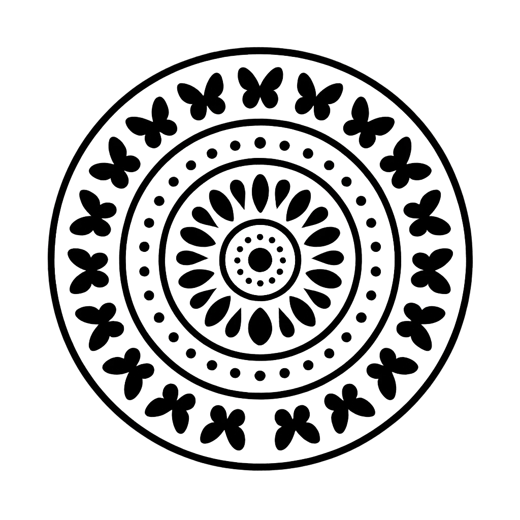 Beginner-friendly animal-inspired mandala design.