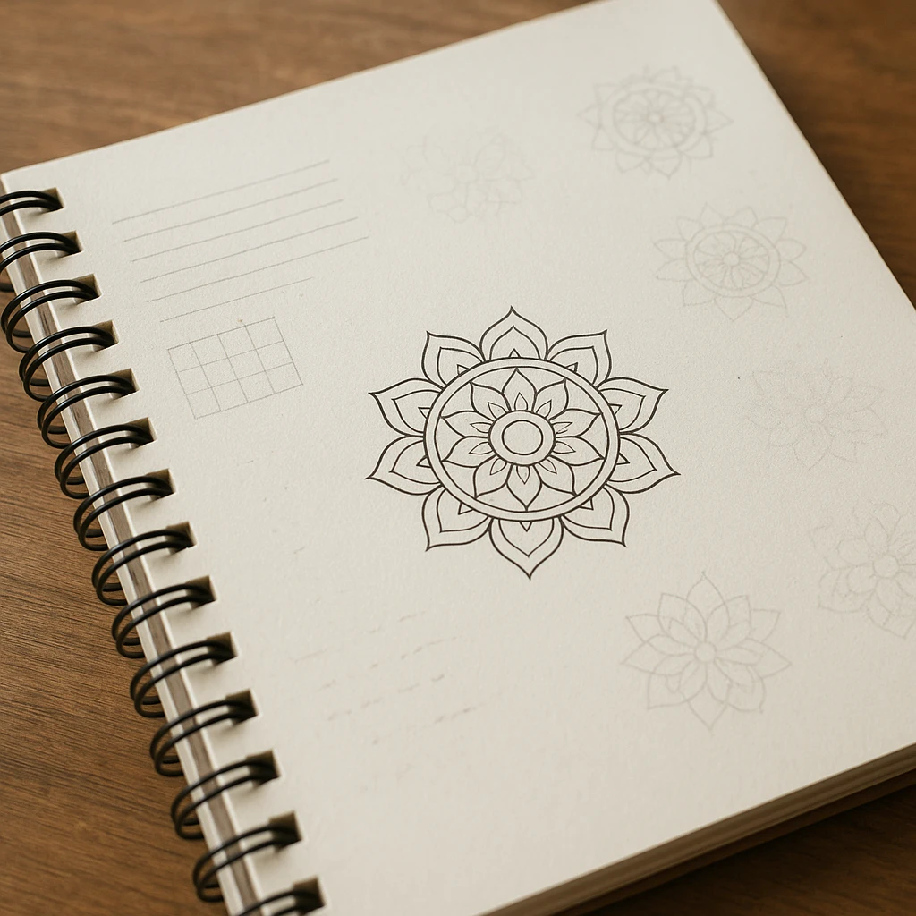 Mandala journaling layout for daily practice.