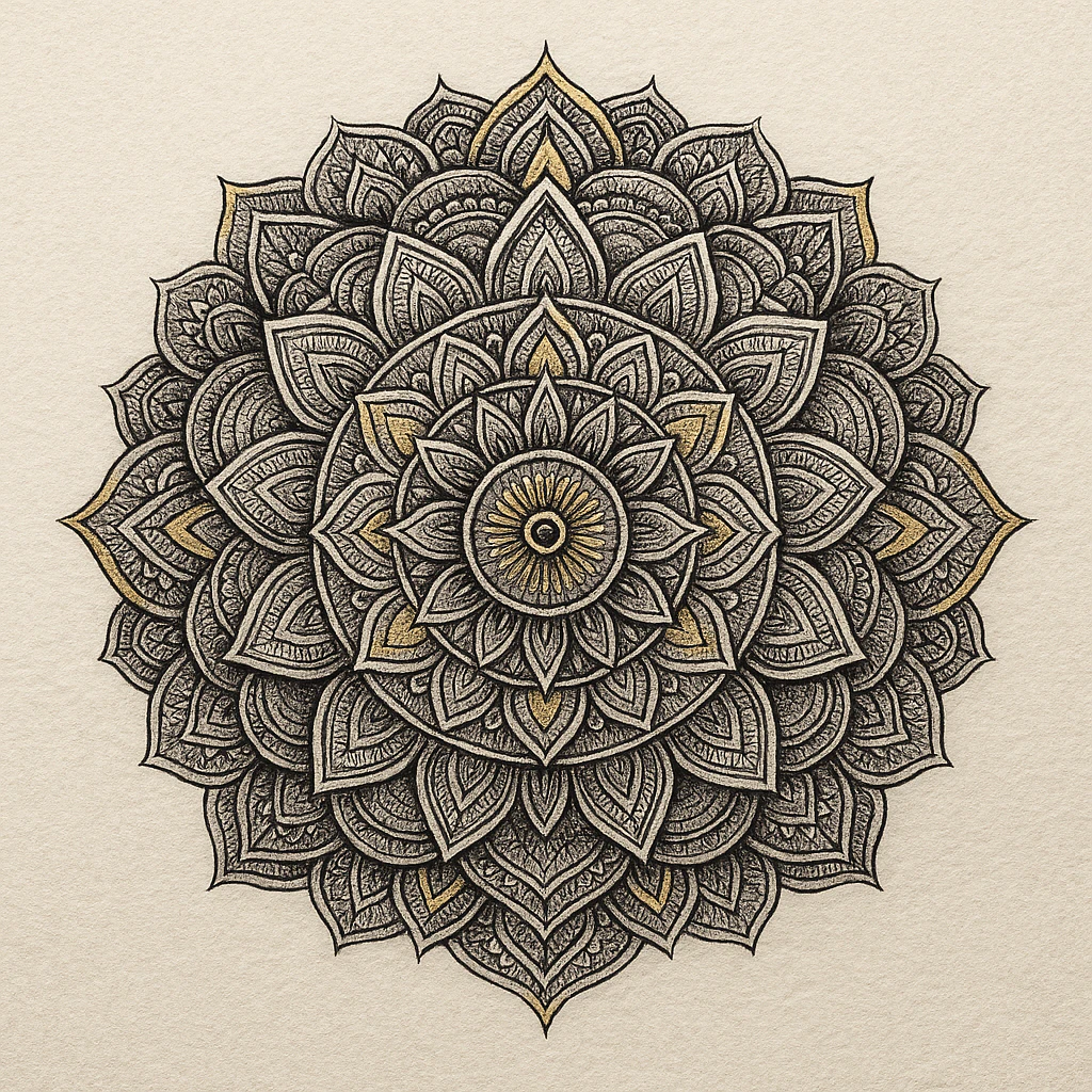 Mandala created using mixed media techniques.