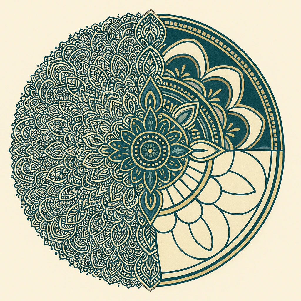 Mandala demonstrating pattern density control for visual balance.