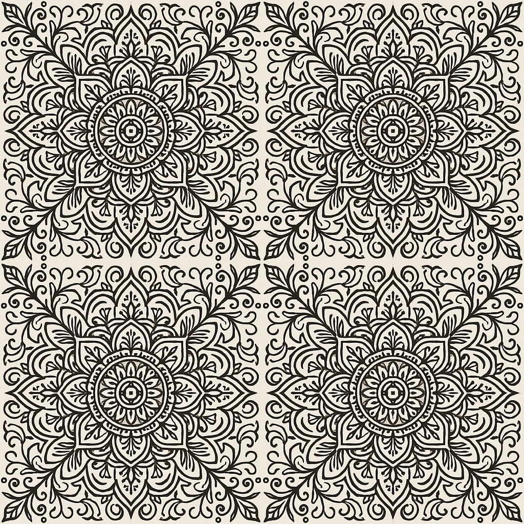 Mandala tiling patterns for surface design.