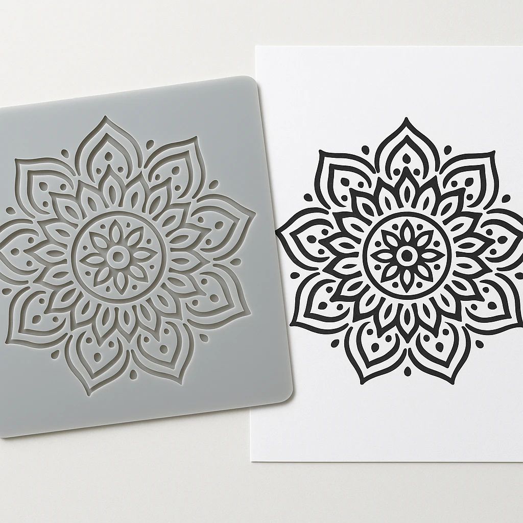 Mandala stencil creation and usage demonstration.