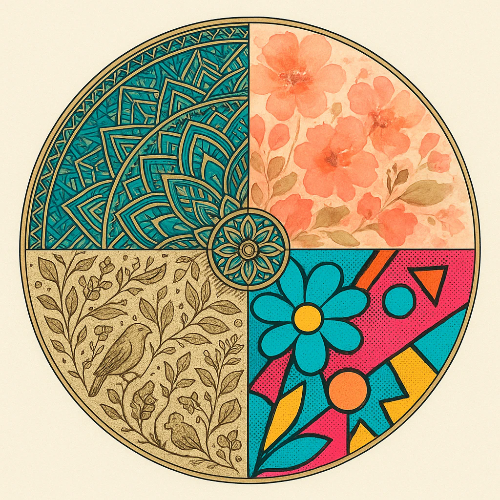 Collaborative group mandala art project.