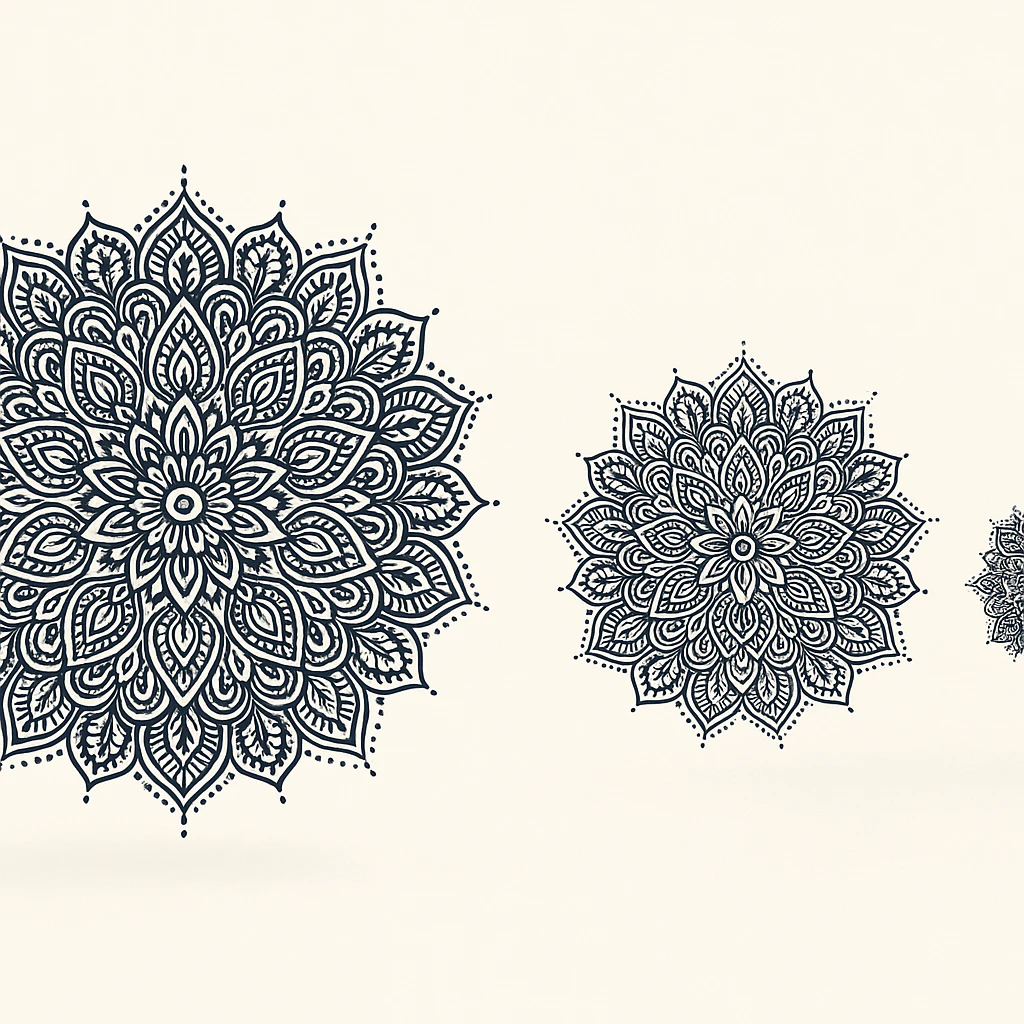 Mandala pattern scaling techniques demonstration.