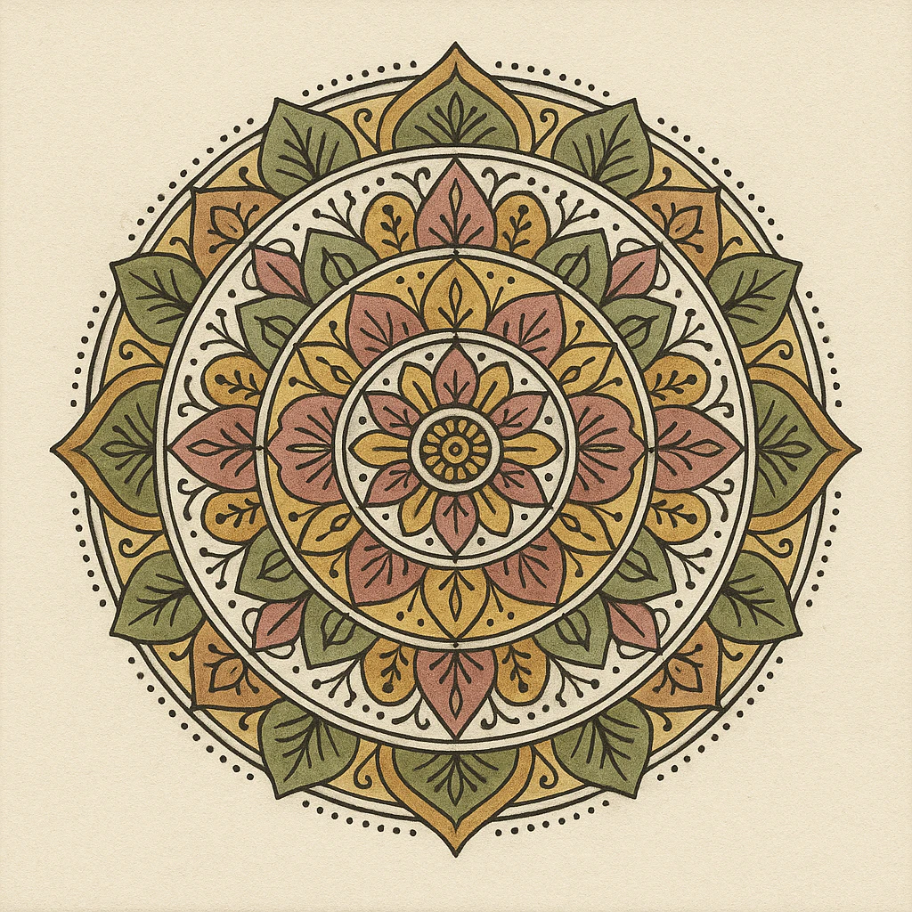 Eco-friendly mandala painted with natural pigments.
