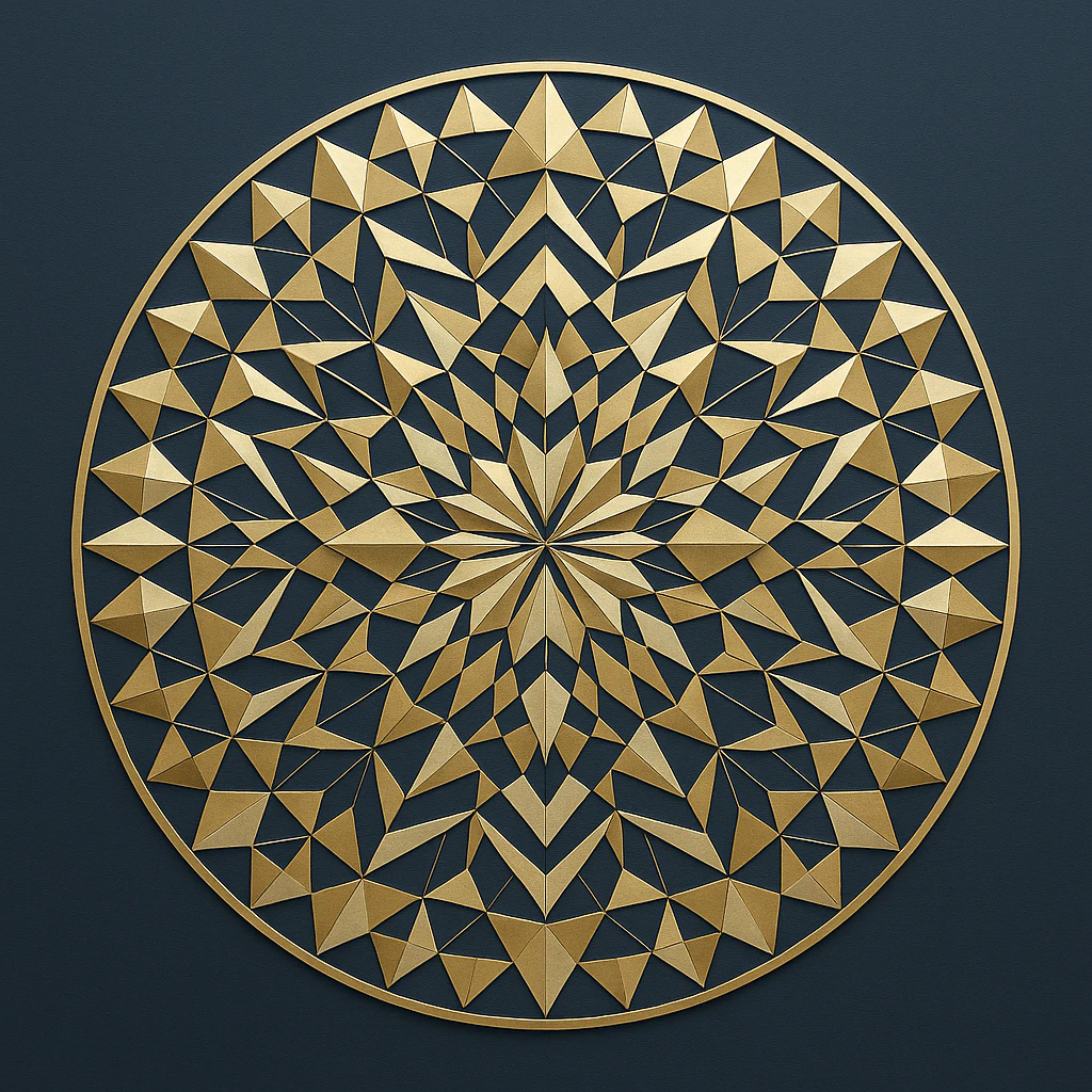 Geometric triangle-based framework for a mandala.