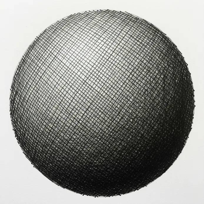 A textured surface rendered using dense cross-hatching line techniques.
