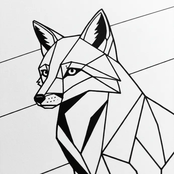 An animal illustration made from interconnected geometric shapes and lines.
