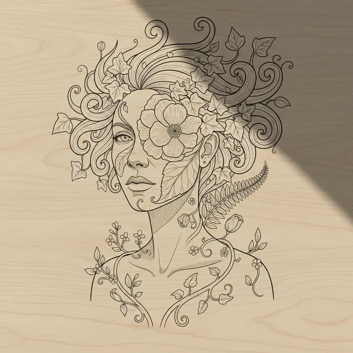 A drawing that fuses two distinct subject categories into one cohesive linear image.
