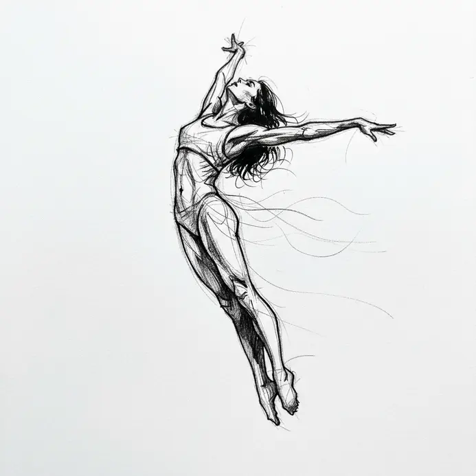 Fast figure drawings that use sweeping lines to imply action and posture.