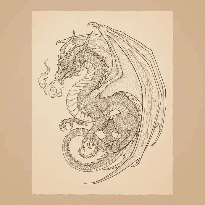 A fictional creature drawing that merges realistic line work with imaginative design.