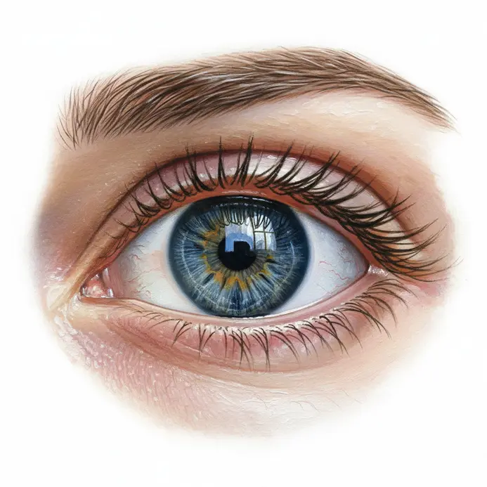 Hyper realistic portrait close-up focusing on skin texture and eye details