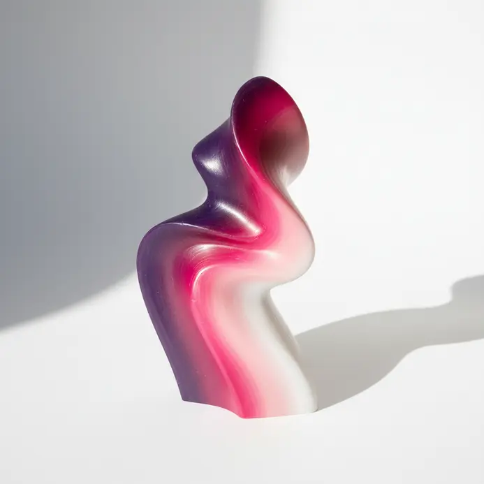 A three-dimensional sculptural form constructed from melted crayon wax.