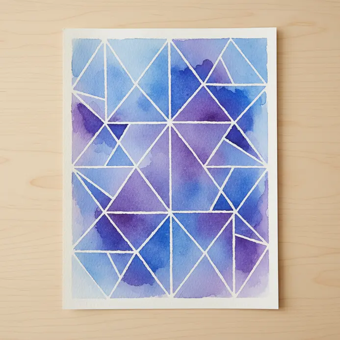 White crayon wax resist lines revealed with watercolor paint over melted color.