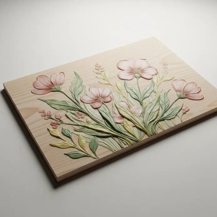 Organic shapes and textures of melted crayon wax resembling botanical forms.