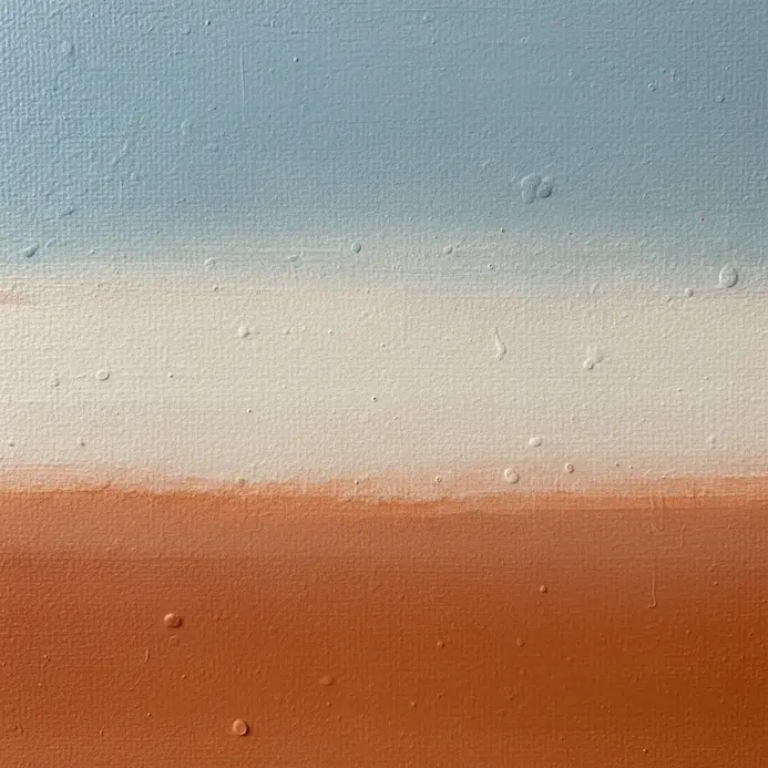 A small dark shape centered on a large, light-colored canvas.