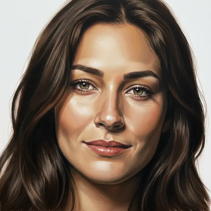 Hyper-realistic portrait drawn with oil pastels on textured paper