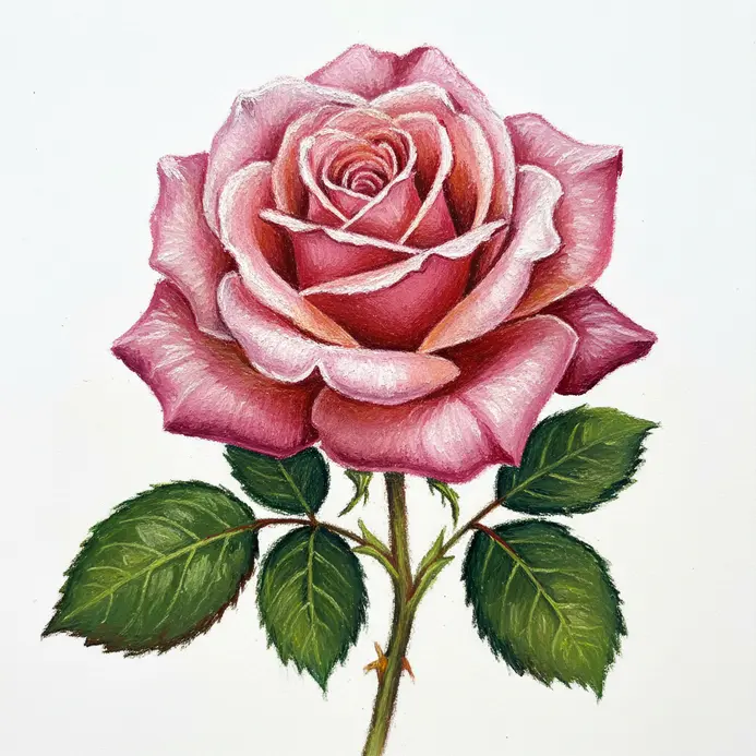 Close-up flower painting in oil pastel with rich textural detail