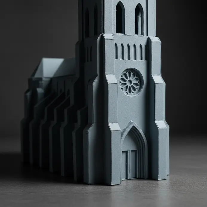 Beginner-friendly paper mache sculpture of a miniature Gothic cathedral
